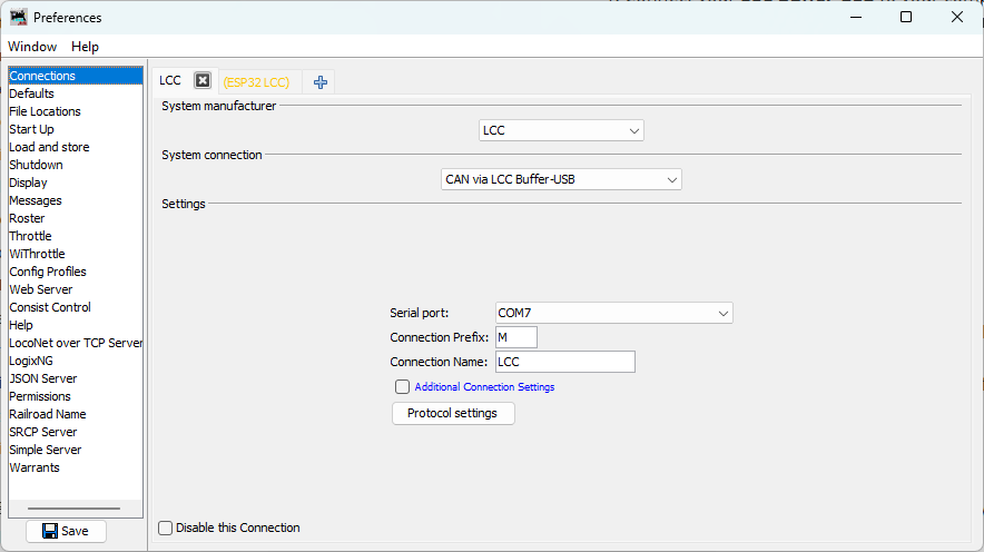 LCC CAN Connection Setup