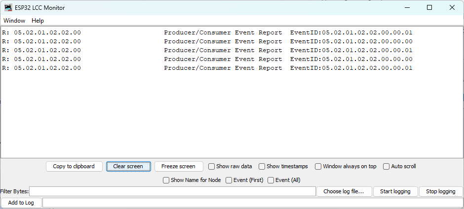 LCC Traffic Monitor showing alternating events